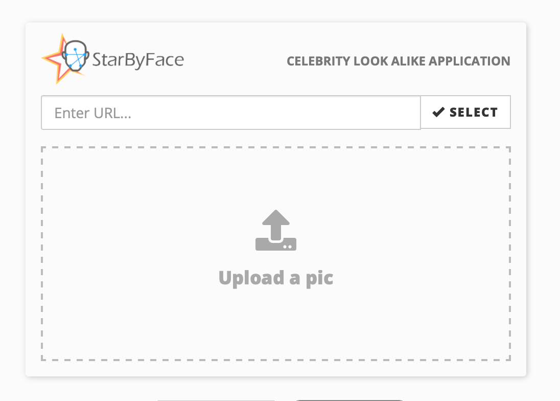Star By Face upload screen with an Upload a pic area and a photo URL field